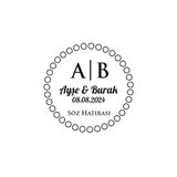 Halkalı Çerçeveli Yuvarlak Mühür Kına Nişan Düğün 3X3 Cm Özel Etiket / 50 Adet Sticker