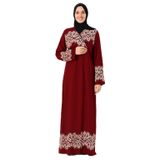 Halkalı Desenli Kruvaze Namaz Elbisesi – Yandan Bağlamalı, Rahat Kesim 36–46 Beden (Bordo, 1)