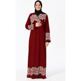 Halkalı Desenli Kruvaze Namaz Elbisesi – Yandan Bağlamalı, Rahat Kesim 36–46 Beden (Bordo, 2)