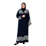 Halkalı Desenli Kruvaze Namaz Elbisesi – Yandan Bağlamalı, Rahat Kesim 36–46 Beden (Lacivert, 1)