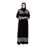 Halkalı Desenli Kruvaze Namaz Elbisesi – Yandan Bağlamalı, Rahat Kesim 36–46 Beden (Siyah, 2)