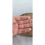 Halkalı Küpe Üç Çift Gümüş Küpe Taşlı Kadın Küpesi KUPE-550