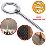 Halkali Metal Paslanmaz M6 Vidali Sabitleme Gerdirme Cekme Kaldirma Tavan Kancasi Asma Kit Kiti