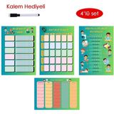 Hall Breathe Çocuklar İçin Eğlenceli Planlayıcı Seti: Alışkanlık, Haftalık ve Sorumluluk Takibi Renkli 4'lü Set - Seçenek 1