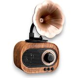 Hall Breathe Nostaljik Ahşap Gramofon Müzik Kutusu Bluetooth USB Aux Tf Kart Destekli - Ahşap - Ceviz