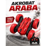 Halley 1:24 Ölçek Uzaktan Kumandalı Akrobat Araba - Duman Çıkarma Özellikli - Işıklı - Şarjlı - 2.4ghz - Kırmızı - Siyah