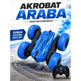 Halley 1:24 Ölçek Uzaktan Kumandalı Akrobat Araba - Duman Çıkarma Özellikli - Işıklı - Şarjlı - 2.4ghz - Mavi