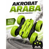 Halley 1:24 Ölçek Uzaktan Kumandalı Akrobat Araba - Duman Çıkarma Özellikli - Işıklı - Şarjlı - 2.4ghz - Yeşil - Siyah