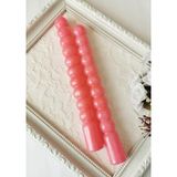 Halley Concept Mercan Pembe Yuvarlak Formlu Dekoratif Şamdan Mumu 2'li Set 21 cm