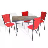 Halley - Kapitoneli Mutfak Masa Takımı - 80X120 (Werzalit, Wermodin Veya Allzalit Tabla) - Palazzo-Kırmızı