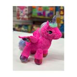 Halley Oyuncak Peluş Kanatlı Unicorn Tek Boynuzlu At Fuşya Koyu Pembe 30 cm