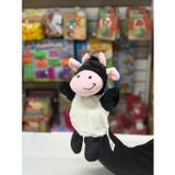 HALLEY Peluş 25 cm El Kuklası Siyah Beyaz İnek Kukla