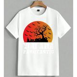 Halloween Agaci Kabak Siluet Unisex Oversize Tişört Beyaz