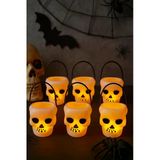 Halloween Cadılar Bayramı Kuru Kafa Modelli Mumluk 8 Cm X6 Adet Beyaz Mumluk Korku Aksesuarı Vitrin