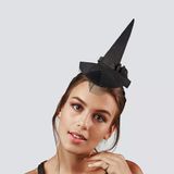Halloween Cadılar Bayramı Siyah Güllü Tüllü Mini Cadı Şapkası Şeklinde Taç Parti Aksesuarı