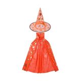 Halloween Çocuk Pelerin Şapka Seti Turuncu 80 cm
