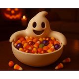 Halloween Ghost Candy Bowl Şeker Bayramı Çikolata ve İkramlık Sunumluğu Sevimli Hayalet Figürlü Dekoratif Hayalet Şekerlik
