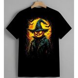 Halloween Kabak Korku Syh Unisex Erkek Kadın Oversize Tişört Siyah - XL