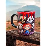 Halloween Katiller Tasarım Hediyelik Porselen Kupa-Karakter Tasarım Kupa-Doğum Günü Hediyesi - Siyah - 330 ml