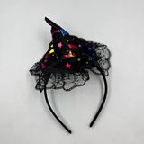 Halloween Mini Cadı Şapkası Taç Tüllü Renkli Model