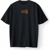 Halloween Yarasa Balkabağı Cadı Şapkası ve Süpürge Turuncu Oversize Unisex Tişört T-Shirt - Siyah - XL