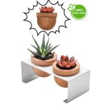 Halohope Metal Stantlı 2'Li Skulent Saksısı Beyaz Saksılık