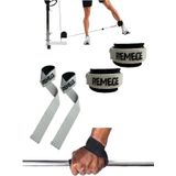 Halter Ağırlık Kaldırma Kayışı Strap - D-Ring Fitness Reformer Crossfit Ayak Bilek Kayışı İkili Set (Açık Kahve)