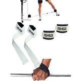 Halter Ağırlık Kaldırma Kayışı Strap - D-Ring Fitness Reformer Crossfit Ayak Bilek Kayışı İkili Set (Bej-Siyah)