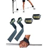 Halter Ağırlık Kaldırma Kayışı Strap - D-Ring Fitness Reformer Crossfit Ayak Bilek Kayışı İkili Set (Füme-Gold)