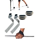 Halter Ağırlık Kaldırma Kayışı Strap - D-Ring Fitness Reformer Crossfit Ayak Bilek Kayışı İkili Set (Kahverengi)