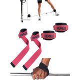 Halter Ağırlık Kaldırma Kayışı Strap - D-Ring Fitness Reformer Crossfit Ayak Bilek Kayışı İkili Set (Kırmızı)