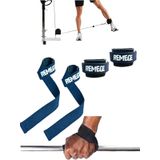 Halter Ağırlık Kaldırma Kayışı Strap - D-Ring Fitness Reformer Crossfit Ayak Bilek Kayışı İkili Set (Lacivert)