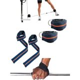 Halter Ağırlık Kaldırma Kayışı Strap - D-Ring Fitness Reformer Crossfit Ayak Bilek Kayışı İkili Set (Mavi-Turuncu)