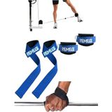 Halter Ağırlık Kaldırma Kayışı Strap - D-Ring Fitness Reformer Crossfit Ayak Bilek Kayışı İkili Set (Mavi)