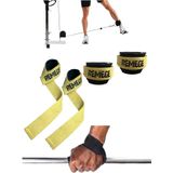 Halter Ağırlık Kaldırma Kayışı Strap - D-Ring Fitness Reformer Crossfit Ayak Bilek Kayışı İkili Set (Sarı)