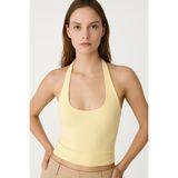 Halter Yaka Crop Top Body - S - Sarı
