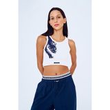 Halter Yaka Desenli Crop Atlet Lacivert