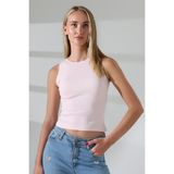 Halter Yaka Pamuklu Kompakt Penye Kolsuz Ribana Atlet 21561 Pudra - XL