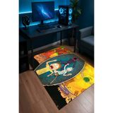 Halura Rick And Morty Renkli Desenli Kaymaz Taban Makinede Yıkanabilir Oyuncu Gamer Genç Odası Halısı
