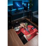 Halura Ronaldo CR7 Futbolcu Desenli Kaymaz Taban Makinede Yıkanabilir Gaming Oyuncu Gamer Genç Odası Halısı