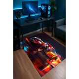 Halura Şimşek Mcqueen Desenli Kaymaz Taban Makinede Yıkanabilir Gaming Oyuncu Gamer Genç Odası Halısı