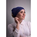 Halven Lacivert Arkadan Bağlamalı İç Bone Viskon Kumaş Kaymaz Silikonlu 3002_02