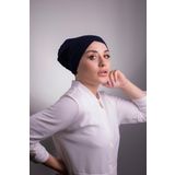 Halven Lacivert Pratik Hazır Geçmeli İç Bone Viskon Kumaş Çapraz Tek Bantlı 3004_02