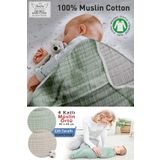 HALZEY 80x80 cm 4 Katlı Müslin Örtü, Bebek Battaniyesi, Bebek Bakım Örtüsü, Bebek Pike Örtüsü, Bebek Kundak