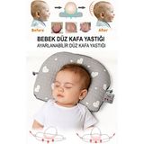 HALZEY Düz Kafa Yastığı & Bebek Yastığı %100 Pamuk, Terletmez, Gri Kalp Desenli