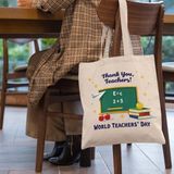 Ham Bez Çanta – Thank You Teachers | Öğretmenlere Özel Şık Tote - Bej