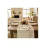 Ham Bez Kumaş Country Tarz Runner 35X210 Cm Ve 6’Lı Peçete Seti - Doğal %100 Pamuk Sofra Takımı