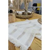 Ham Dantel Örme 2 Li Runner Masa Örtüsü 35 x 80 - Krem - 40 x 80 cm
