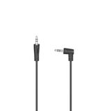 Hama Açılı jak kablosu 0,5 m (3,5 mm jak kablosu, 90° açılı ses jakı, M/M yardımcı kablo, stereo, ideal cep telefonu akıllı telefon tablet kulaklık Hi-Fi alıcısı) siyah