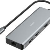 Hama Hm.200142 USB-C-Hub,9 Ports, 2x Hdmi,Usb-A,Usb-C,Lan USB Hub Gri
